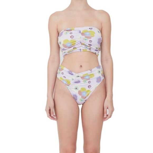Free People X Beth Richards Delrey Lavender 70’s Floral Swim Set - Picture 1 of 6